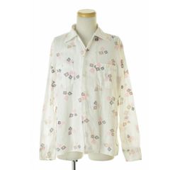 さ*と様 美品 50〜60s pilgrim カスリ レーヨンシャツ ブルーグレ