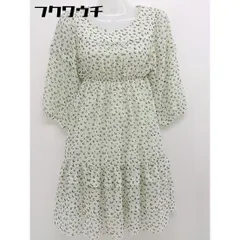 ◇ Ray BEAMS レイ ビームス 総柄 七分袖 ミニ ワンピース グリーン系 レディース  【中古】 【1107150014808】