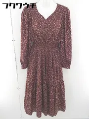 ◇ OLIVE des OLIVE オリーブデオリーブ 総柄 ウエストゴム 長袖 ロング ワンピース サイズF ブラウン系 レディース  【中古】 【1107200011993】