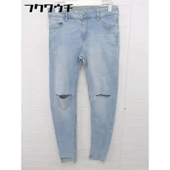 ◇ Bershka ベルシュカ ダメージ デニム スキニー パンツ サイズEUR38 USA06 MEK28 ライトブルー レディース  【中古】 【1107290000983】