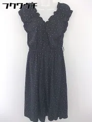 ◇ natural couture NICE CLAUP 水玉 ドット フレンチスリーブ 膝下丈 ワンピース サイズF ブラック系 レディース  【中古】 【1108050005866】