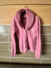 アンゴラ ピンク カーディガン