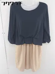 ◇ KBF ケービーエフ URBAN RESEARCH 七分袖 ミニ ワンピース サイズF ネイビー ベージュ レディース  【中古】 【1108090006052】