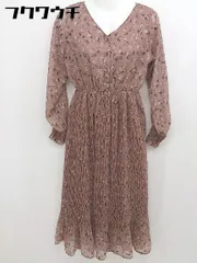 ◇ one after another NICE CLAUP 花柄 シアースリーブ 長袖 膝下丈 ワンピース ピンクベージュ レディース  【中古】 【1108180005453】