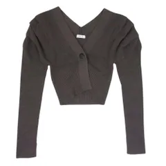 フレイアイディー FRAY I.D FWNT224051 22年モデル タック パフ クロップド カーディガン ダークグレー系 ONE SIZE【中古】