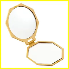 【在庫処分】アイメディア 両面コンパクトミラー 手鏡 10倍拡大鏡 携帯ミラー メイクミラー 折りたたみ鏡 化粧鏡 八角 風水