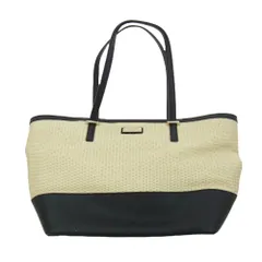 Kate Spade ケイトスペード ストロー サフィアーノ レザー かご バッグ トートバッグ ベージュ系 ブラック系【中古】