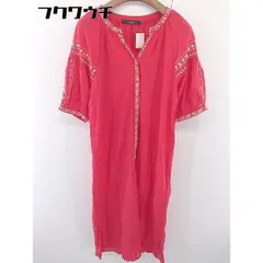 ◇ w closet ダブルクローゼット 五分袖 膝下丈 ワンピース サイズF レッド ホワイト系 レディース  【1108240002217】のサムネイル