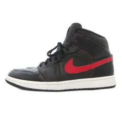 ナイキ NIKE AIR JORDAN 1 RETRO MID BLACK TEAM RED スニーカー 28cm シューズ ハイカット ロゴ 黒 ブラック 554724-009 /AE