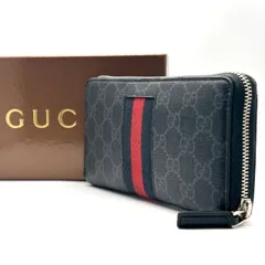 【場を選ばない正解】　GUCCI グッチ　長財布 8カード ラウンドファスナー GGスプリーム シェリーライン ウェブシリーズ　ブラック