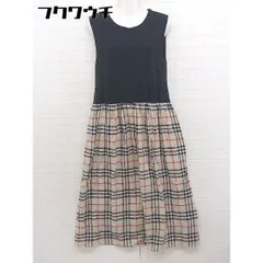 ◇ w closet ダブルクローゼット チェック 切替 ノースリーブ ロング ワンピース サイズF ブラック ベージュ レディース  【1108240007564】のサムネイル