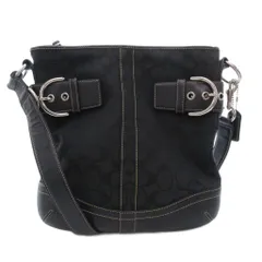コーチ COACH ショルダーバッグ シグネチャー キャンバス レザートリム 黒 ブラック 3574 /UO
