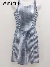 ◇ ◎ JILL STUART タグ ストライプ ワンポイント ノースリーブ ミニ ワンピース サイズ S ネイビー ホワイト レディース  【1108310004271】
