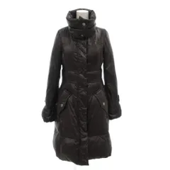 バーバリーブルーレーベル BURBERRY BLUE LABEL ダウンコート 38 ジップアップ ロング 裏地チェック ロゴ刺繍 黒 ブラック /AE