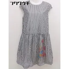 ◇ CHILD WOMAN ストライプ 花柄 バルーン ノースリーブ 膝丈 ワンピース サイズ F ホワイト グレー マルチ レディース  【1109030008938】