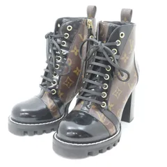 IT5T6B6CNQRC LOUIS VUITTON ルイヴィトン スタートレイルライン モノグラム ショートブーツ ハイヒール レースアップ サイドジッパー レディース サイズ 36 1/2