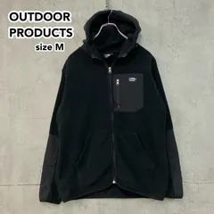 OUTDOOR PRODUCTS アウトドアプロダクツ ボアフリース フルジップパーカー ジャケット 異素材切替 エルボーパッチ 胸ポケット ブラック メンズ Mサイズ 1973 防寒 キャンプ アウトドア ★ ◇■