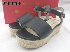 ◇ ◎ earth music&ecology × Oriental Traffic ストラップ サンダル サイズS ブラック レディース 【1109070008301】