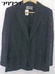 ◇ JAEGER イエーガー ストライプ 長袖 テーラード ジャケット ブラック ホワイト レディース  【1109080005758】