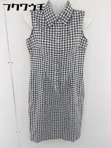 ◇ Apuweiser riche チェック ノースリーブ 膝丈 ワンピース サイズ38 ブラック オフホワイト レディース  【1109080013654】