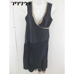◇ ◎ MERVEILLE.H 切替 ベロア カシュクール ノースリーブ 膝丈 ワンピース ブラック ベージュ レディース  【1109080008537】のサムネイル