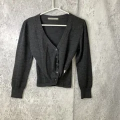 レディース 長袖Vネックカーディガン グレー　３８サイズ〇◇