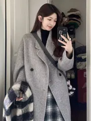 ウール混ロングコート レディース ダウンライナー付き 中綿入り 秋冬 防寒 オーバーサイズ 通勤 カジュアル