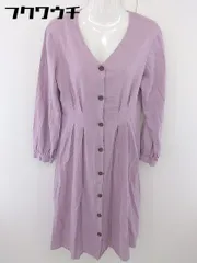 ◇ w closet ダブルクローゼット リネン混 長袖 膝下丈 ワンピース サイズF ライトパープル レディース  【1109100013930】のサムネイル