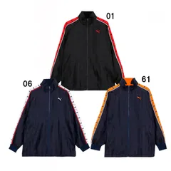 プーマ PUMA  シャドウ ストライプ ウーブン ジャケット  ウィンドブレーカーシャツ  25SS (527752)、01ブラック/レッド