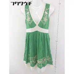 ◇ Chesty チェスティ 刺繍 ビジュー ノースリーブ 膝丈 ワンピース サイズ1 グリーン ホワイト レディース  【中古】 【1109140015536】