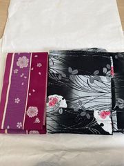 きものやまと 浴衣 鹿の子 絞り風 綿紅梅 黒 ゆかた 夏着物 - メルカリ