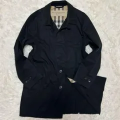 【美品/XL】BURBERRY BRIT バーバリーブリッド ステンカラーコート レインコート ロングコート アウター ジャケット ノバチェック メガノバチェック ブラック 黒 フォーマル ビジネス カジュアル 通勤 通学 入学式  卒園式 卒業式 メンズ