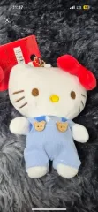 ハローキティ ぬいぐるみ キーホルダー ブルー オーバーオール 新品
