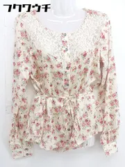 ◇ ◎ GUESS Los Angeles ゲス ロサンゼルス 花柄 レース切替 長袖 シャツ サイズS ベージュ レディース  【1109160011785】