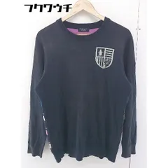 ◇ MUNSINGWEAR GRAND SLAM ボーダー ロゴ コットン ニット 長袖 トレーナー サイズ L ネイビー メンズ  【1109270001249】