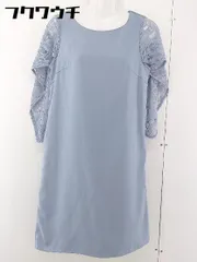 ◇ nano universe ナノ ユニバース レース フレンチスリーブ 膝丈 ワンピース サイズ36 ブルー レディース  【1109280006760】