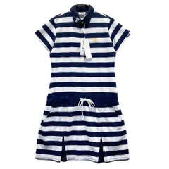 サイズ：M FILA GOLF フィラゴルフ  半袖ワンピース ボーダー柄 ネイビー系 [240101536523] ゴルフウェア レディース ストスト
