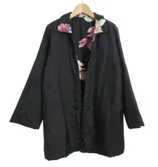 美品 LEONARD FASHION レオナールファッション パデッドコート ステンカラーコート スプリングコート 2WAY ライナー付き 中綿 裏地花柄 シルク100% ブラック サイズ11 レディースのサムネイル