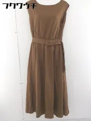 ◇ ◎ LOWRYS FARM ウエストベルト付 リネン混 ノースリーブ ロング ワンピース サイズF ブラウン レディース  【1109280005060】