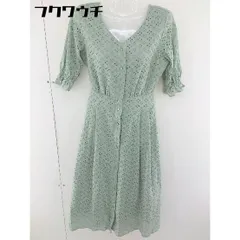 ◇ OLIVE des OLIVE オリーブ デ オリーブ 五分袖 膝下丈 ワンピース サイズF グリーン レディース  【1109290012508】