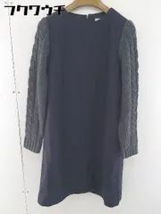 ◇ Sonny Label サニーレーベル URBAN RESEARCH 袖ニット 長袖 ミニ ワンピース サイズF ネイビー グレー系 レディース  【1109300006466】