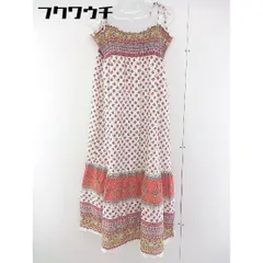 ◇ Another Edition 花柄 シャーリング キャミソール ロング ワンピース ホワイト レッド マルチ レディース  【1110010001504】