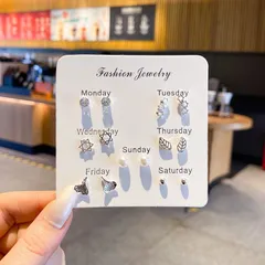 セットピアス ミニピアス シルバー ワンポイント パール リーフモチーフ 韓国アクセ オフィスカジュアル