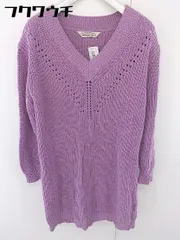 ◇ Torrazzo Donna トラッゾドンナ Vネック 長袖 ニット セーター チュニック パープルピンク レディース  【1110080003477】