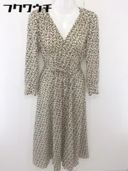 ◇ ◎ COCO DEAL 花柄 ウエストリボン バックジップ 長袖 ロング ワンピース サイズ1 ベージュ ブラック レディース  【中古】 【1110120007625】