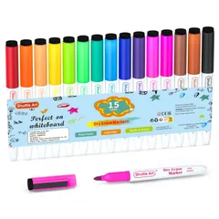 Shuttle Art ホワイトボードマーカー 消せるマーカーペン 15色セット 磁気 マグネット イレーザー付 ホワイトボード用 ガラス/プラスチック/LED看板に書ける オフィス 作業現場 家庭 学校用