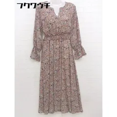 ◇ EDIT COLOGNE Vネック 花柄 シャーリング 長袖 ロング ワンピース サイズ F ピンクベージュ ホワイト マルチ レディース  【1110130001309】のサムネイル