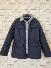 Leccove デニム バイカラー ブラック ダウンジャケット