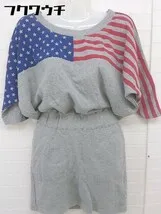 ◇ TOMMY トミー 国旗 バックオープン 長袖 膝丈 ワンピース サイズS グレー レディース  【1110140012616】