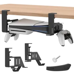JUSPRO PS5 用卓下取り付けマウントホルダーアクセサリー PS5 Pro/Slim/ディスク版およびデジタル版コンソールに対応